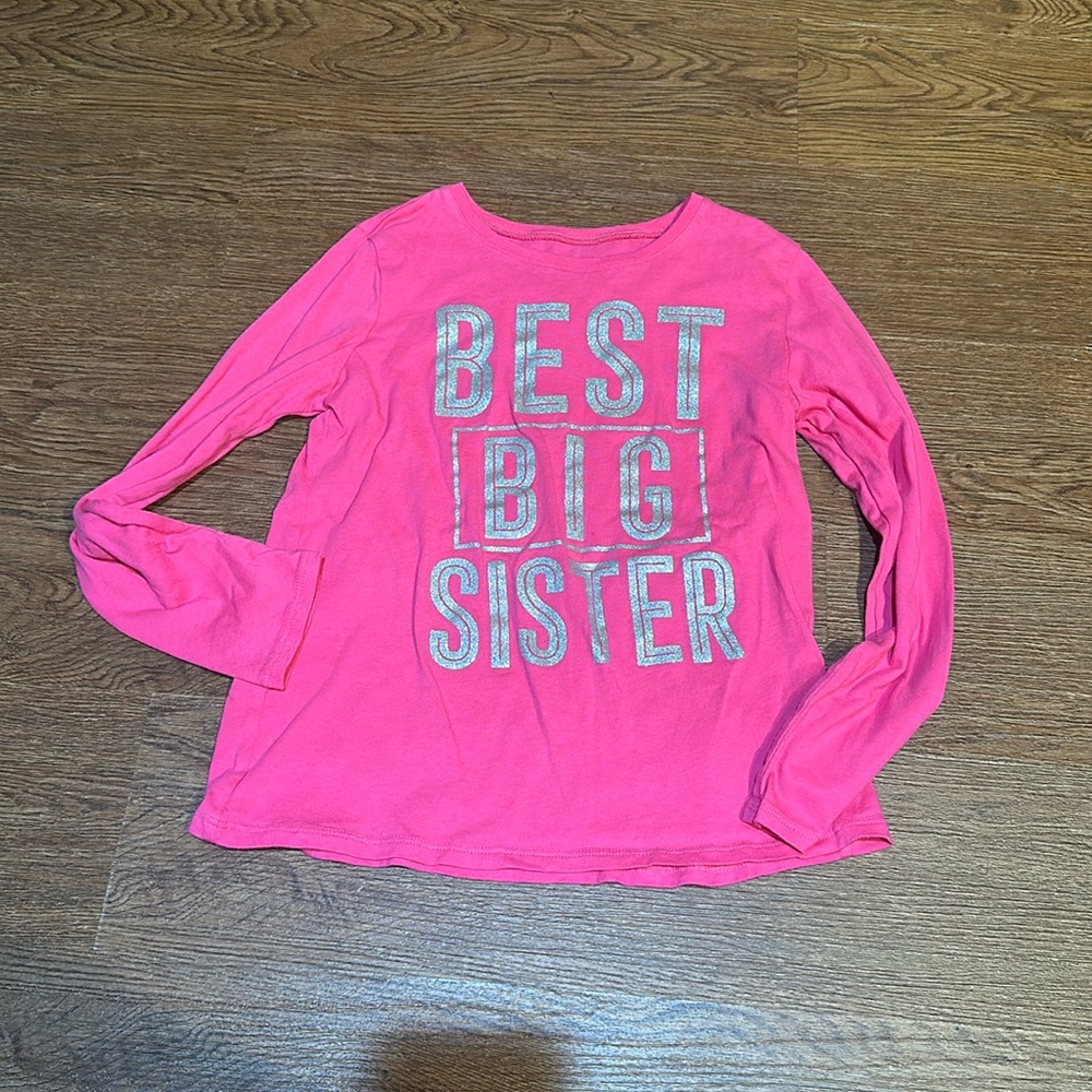 Best big sister pink long sleeve shirt size 10-12 (L)
